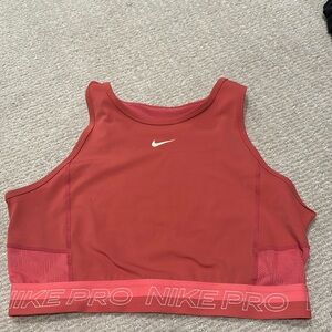 NWOT. NIKE Dri-FIT Shine Cropped Tank Top Sports Bra Women’s MEDIUM Coral Pink.